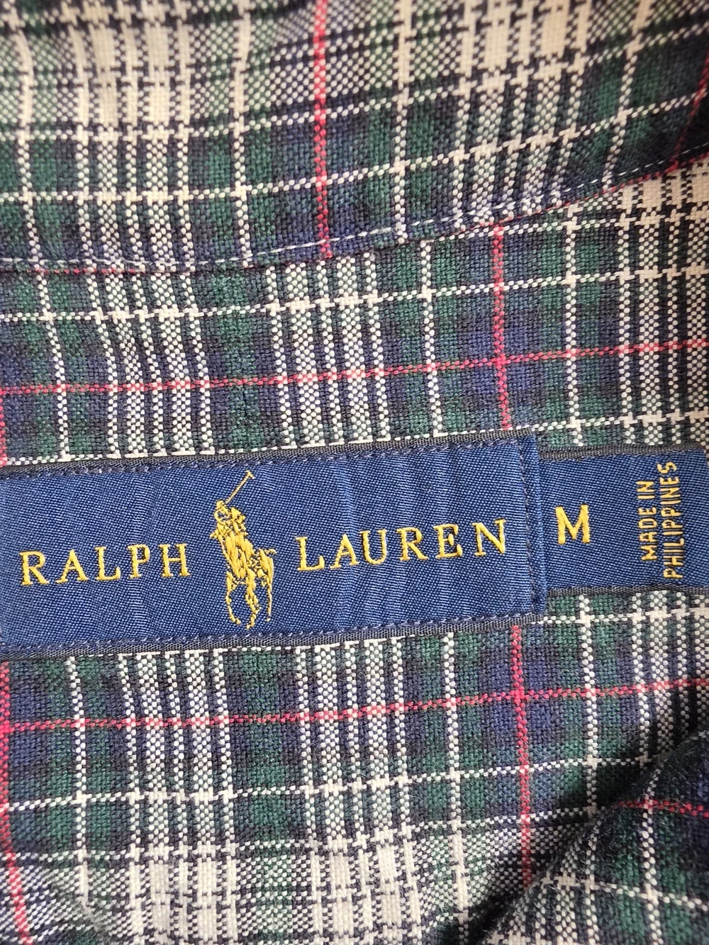 Bundle Of 4 Polo by Ralph Lauren Red, Green, White & Blue Windowpane Mens Shirts